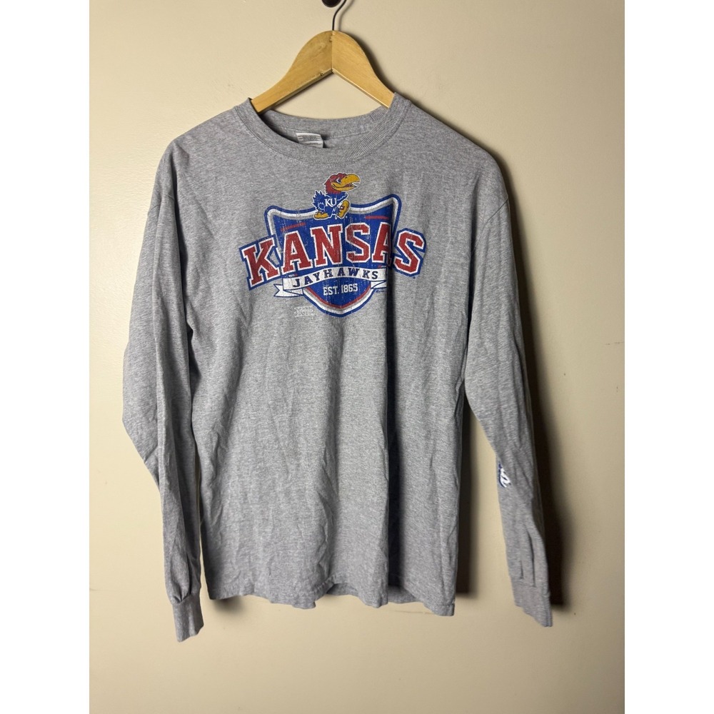Kansas Jayhawks T‎ Shirt Mens M Gray Long Sleeve Graphic Print